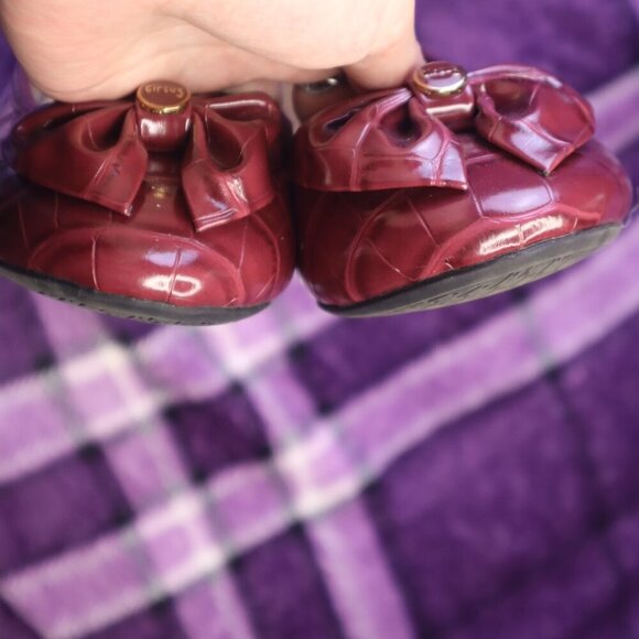 WINE ALLIGATOR FLATS 6.5 Sam Edelman Red Burgundy Bow Office Work Dressy Cute - Picture 6 of 10